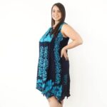 Vestido hindu negro con azul sin mangas