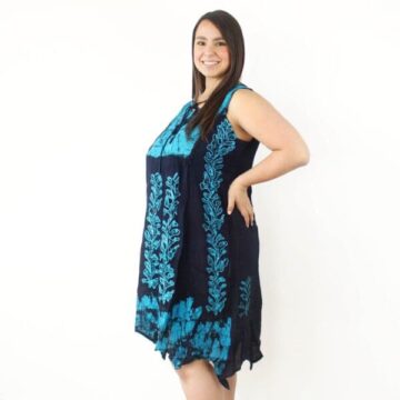 Vestido hindu negro con azul sin mangas
