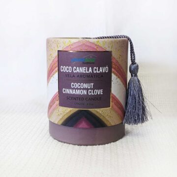 Vela Aromática Coco Canela Clavo 120 gramos (Con borla)