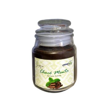 Vela Aromática de Choco Menta en frasco de vidrio