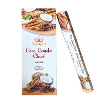 Incienso hexagonal aroma Coco Canela Clavo de la linea Swagat