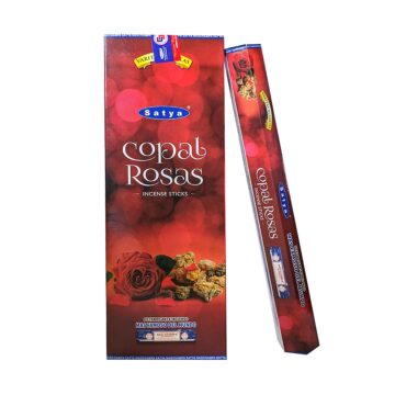 Incienso de Copal Rosas Hexagonal SATYA Premium (Varita Blanca)
