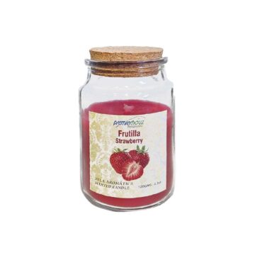 Vela Aromática Frutilla 120 gramos. Vela Frasco