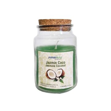 Vela Aromática Jazmín Coco 120 gramos. Vela Frasco