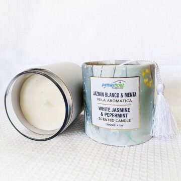 Vela Aromática Jazmin Blanco Menta 120 gramos (Con borla)