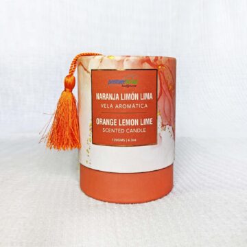 Vela Aromática Naranja Lima Limón 120 gramos (Con borla)