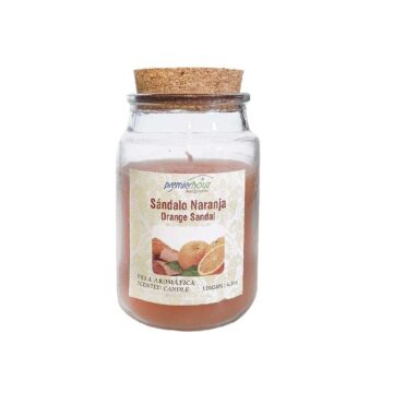 Vela Aromática Sándalo Naranja 120 gramos. Vela Frasco