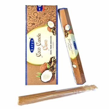 Incienso Hexagonal de Coco Canela Clavo. SATYA Premium (Varita Blanca)