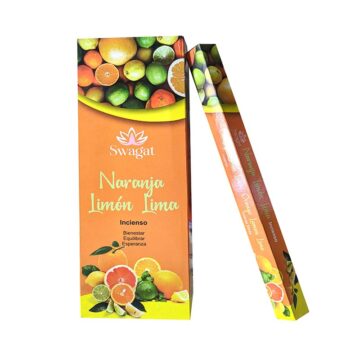 Incienso Naranja Limón Lima hexagonal Swagat