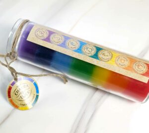 Velón 7 Chakras aromático en frasco de vidrio