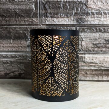 Porta velas negro Hojas 14cm