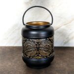 Porta velas negro caldero mandala 10cm