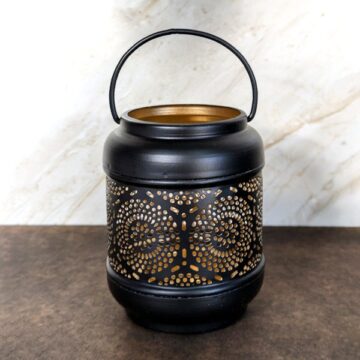 Porta velas negro caldero mandala 10cm