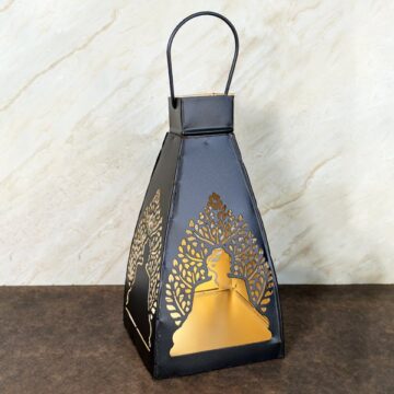 Porta velas negro Buda 20cm