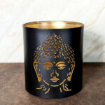 Porta velas Buda metal negro