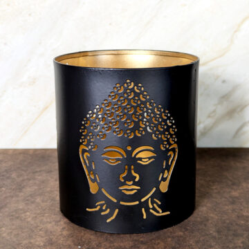 Porta velas Buda metal negro