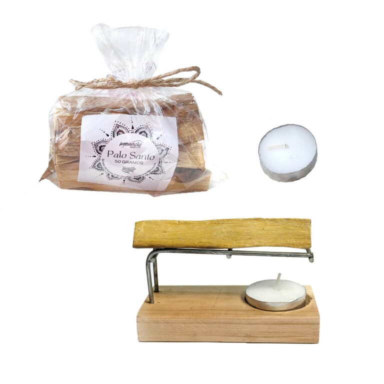 Kit de Palo Santo: Base quemador + Palo Santo + 2 velas