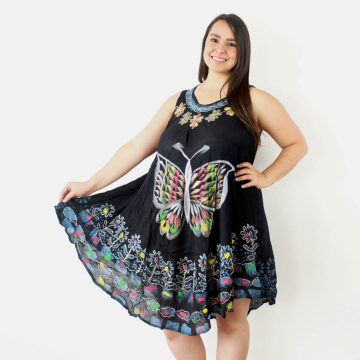 Vestido hindu negro celeste mariposa