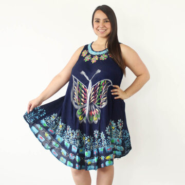 Vestido hindu negro celeste mariposa