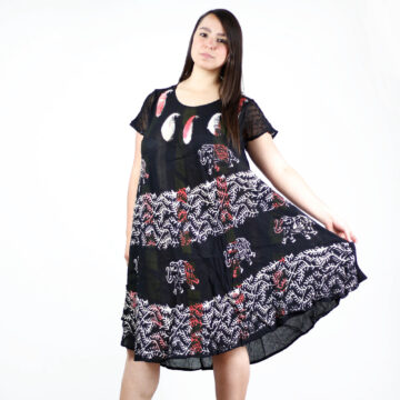 Vestido verano negro con rojo