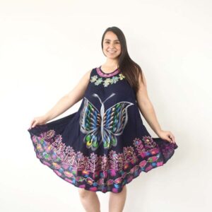 Vestido hindu negro rosado mariposa