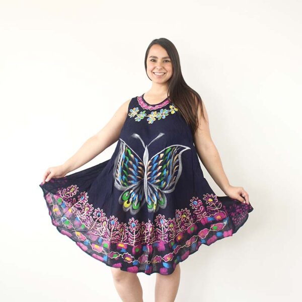 Vestido hindu negro rosado mariposa