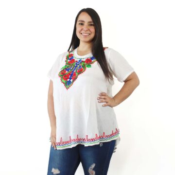 Polera mujer o bluson blanco floral