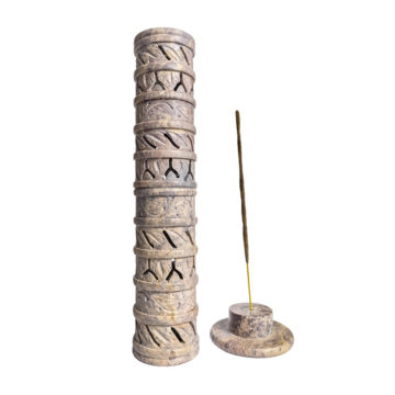 Porta Incienso torre 27cm Piedra Esteatita