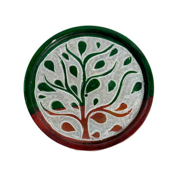 Porta incienso circular piedra esteatita árbol