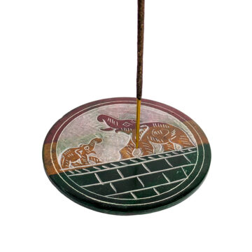 Porta incienso circular Elefantes piedra esteatita