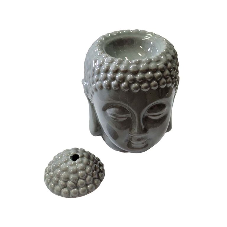 Difusor de aromas de cerámica Cabeza de Buda color gris