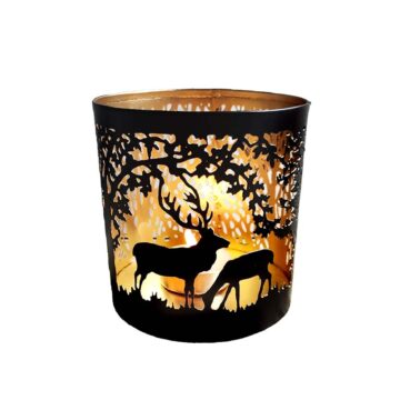 Porta Vela Ciervo Chico Metal Negro