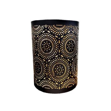Porta Vela Mandalas Metal Negro