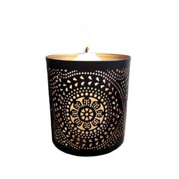 Porta Vela Mandala chico Metal Negro