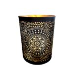 Porta Vela Flor Metal Negro