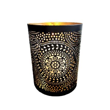 Porta Vela Flor Metal Negro