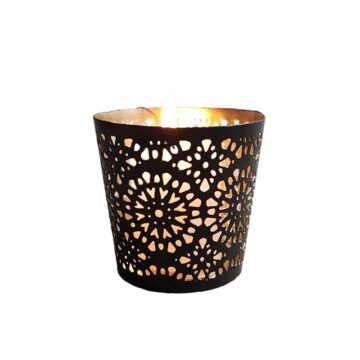Porta Vela Mandala Chico Metal Negro 7cm