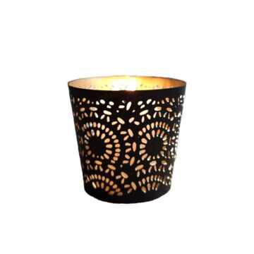 Porta Vela Mandala 2 Chico Metal Negro 7cm