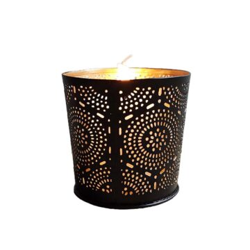 Porta Vela Mandalas Chico Metal Negro