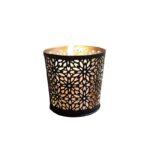 Porta Vela Espiral Flor Chico Metal Negro 7cm