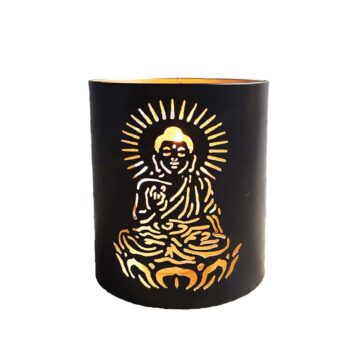 Porta Vela Buda Chico Metal Negro