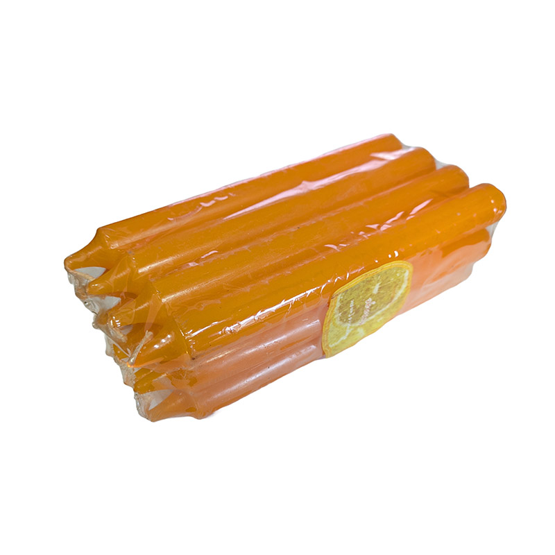 Pack de 12 velas naranja 18x2cm