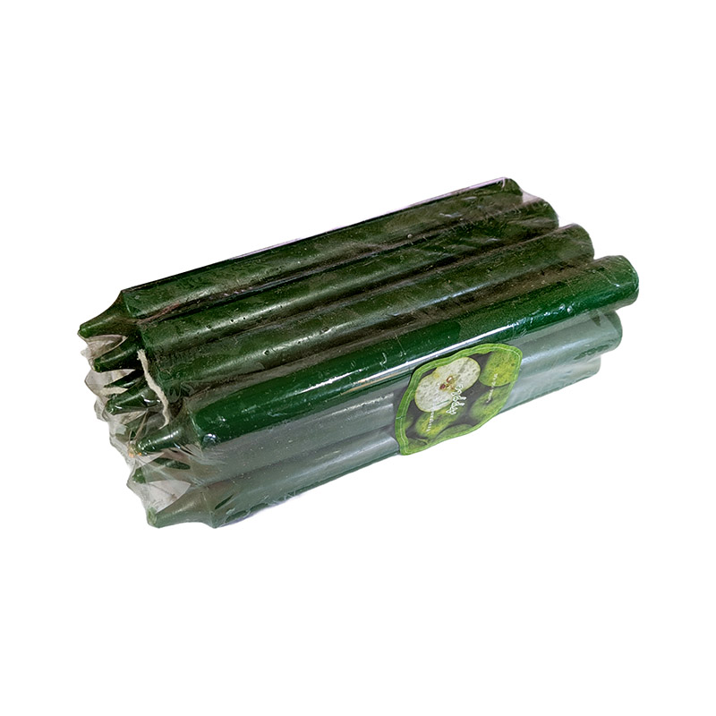 Pack de 12 velas verdes 18x2cm