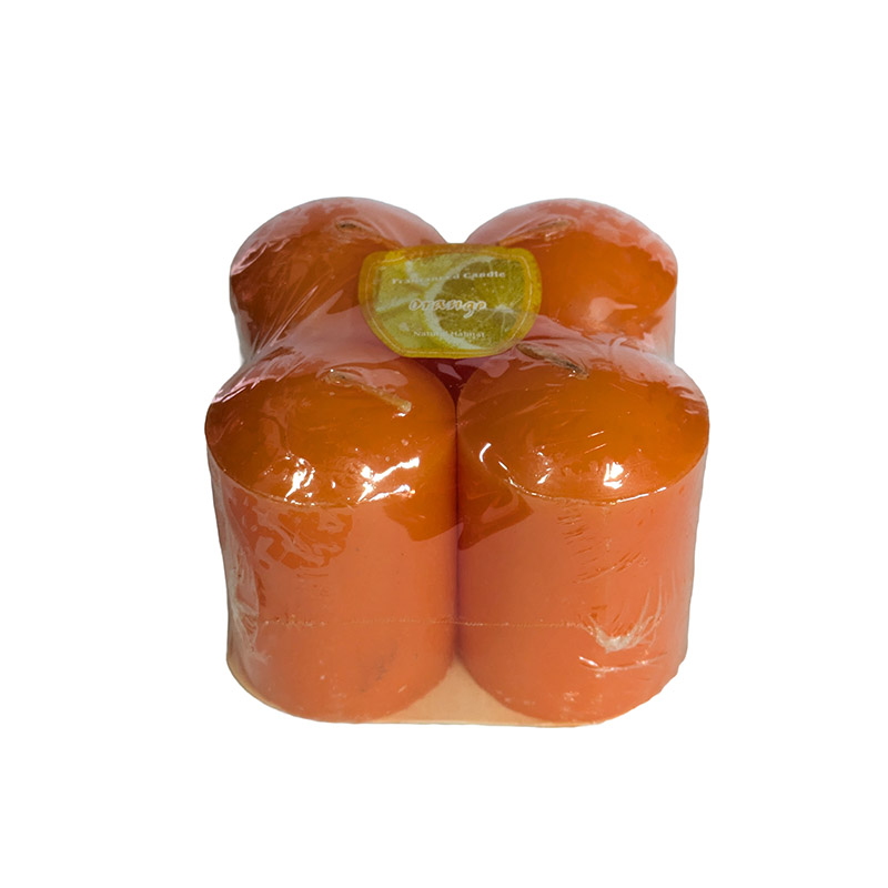 Velas Cirios Chicos 6cm Naranja pack de 4