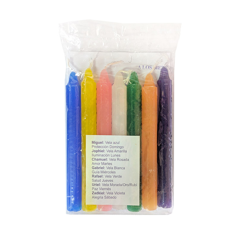 Pack velas 7 arcángeles para cada dia 1.7cm diámetro
