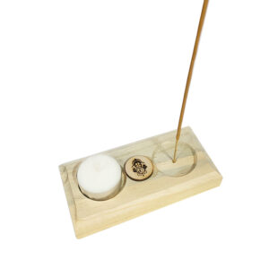 Porta vela e incienso de madera
