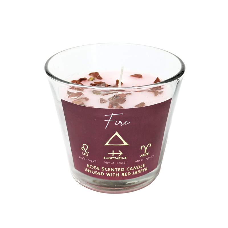 Vela aromática Signos de Fuego Rosa & Jaspe Rojo