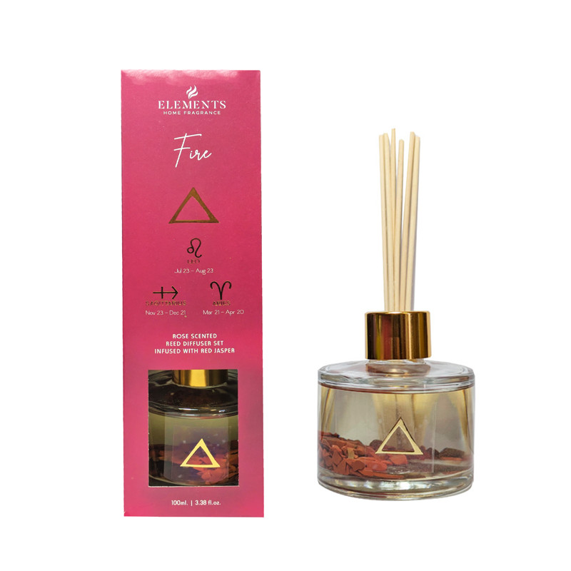 Difusor de Varillas Signos de Fuego (Rosa & Jaspe Rojo)