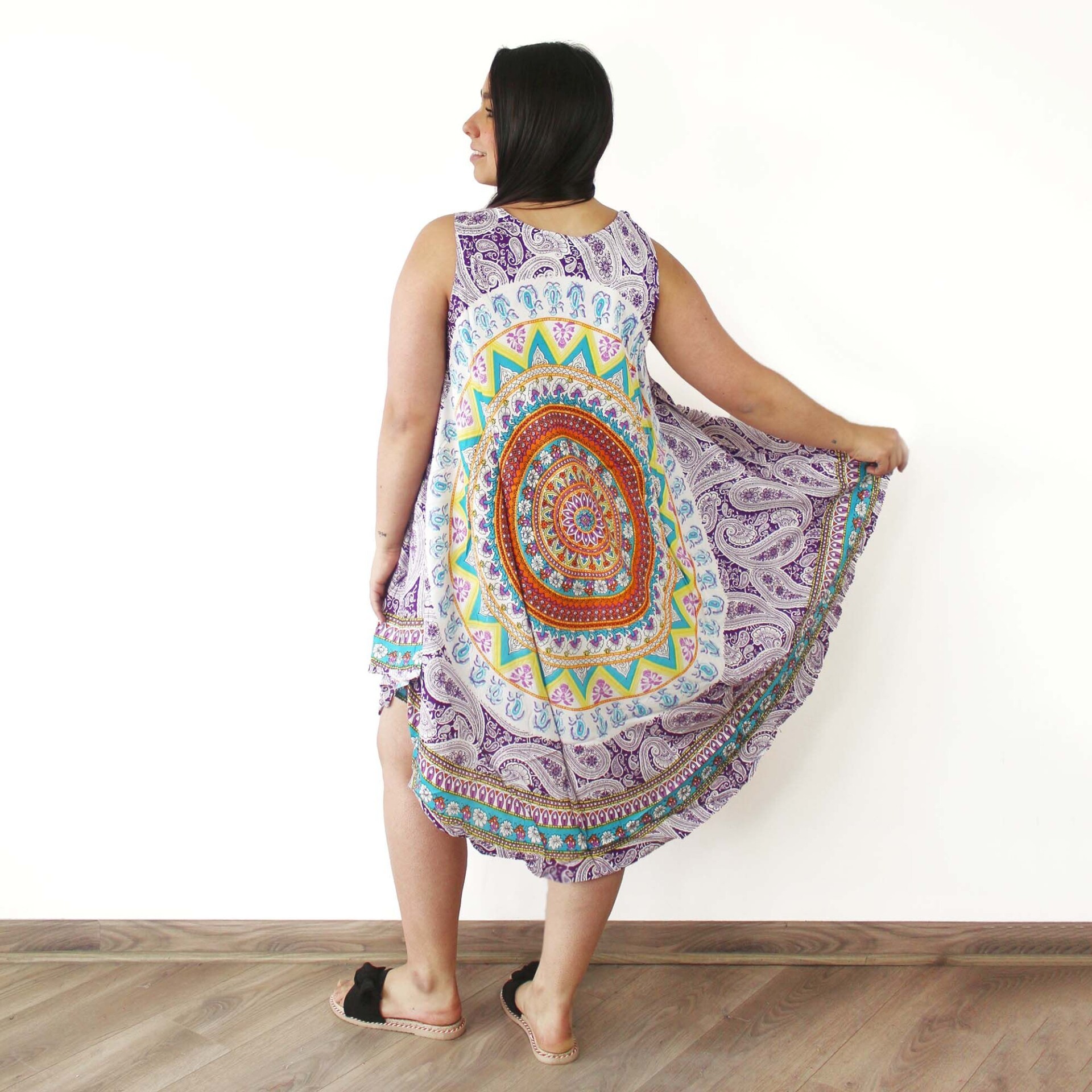 Vestido hindu Mandala Morado Celeste sin mangas 2 Vestido hindu Mandala Morado Celeste sin mangas - Imagen 2