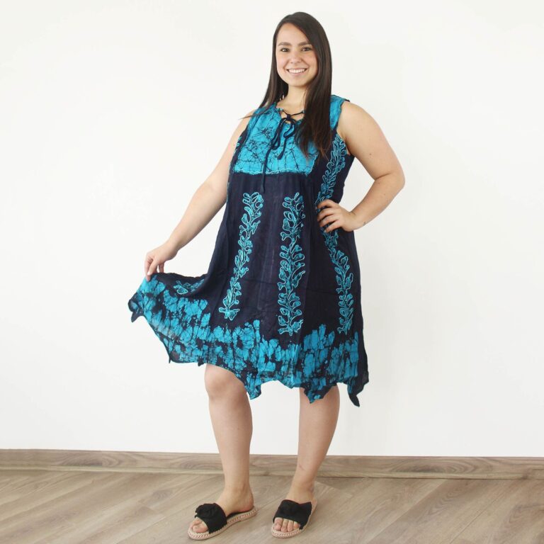 Vestido hindu negro con azul sin mangas